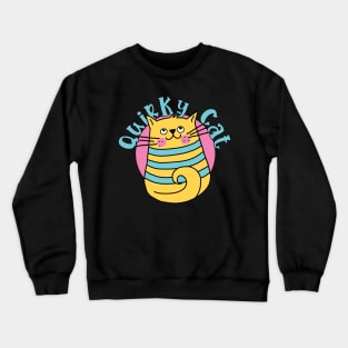 Quirky Cat Blue Stripes Cat Crewneck Sweatshirt